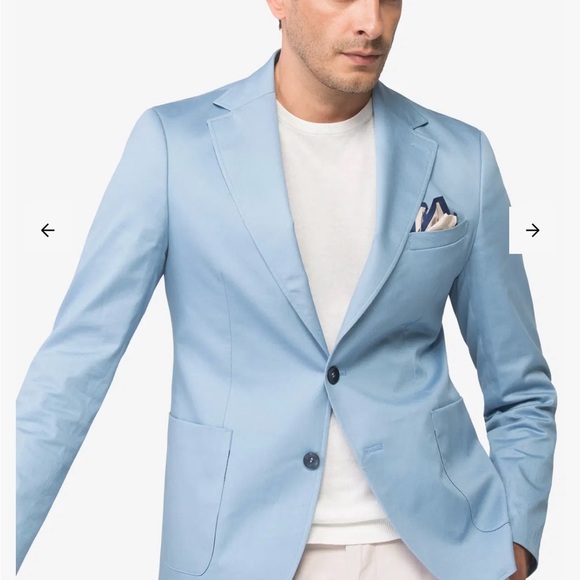 Dan John Men’s Light Blue Cotton Stretch Sateen Jacket Blazer- US 36 - Picture 3 of 12